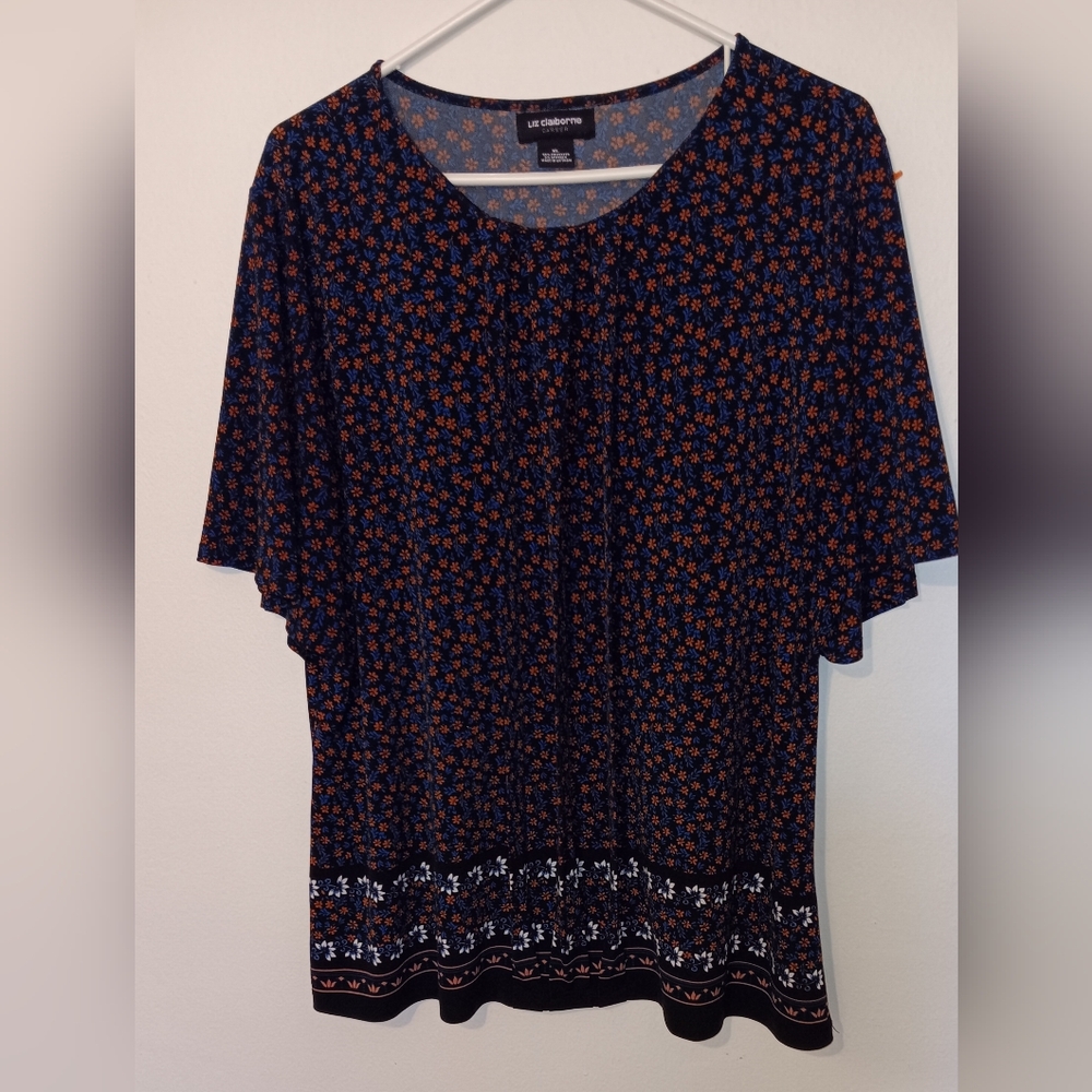 Liz Claiborne Career blouse pleated details